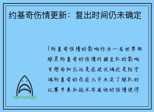 约基奇伤情更新：复出时间仍未确定